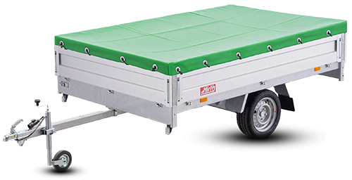 HIRTH Hochlader Anhänger mit grüner Flachplane